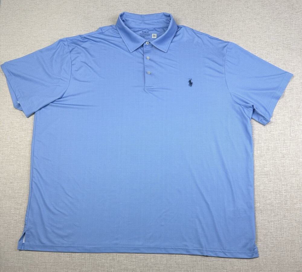 Polo Ralph Lauren Performance Polo Shirt Men’s 3XB Blue Geometric Stretch Golf